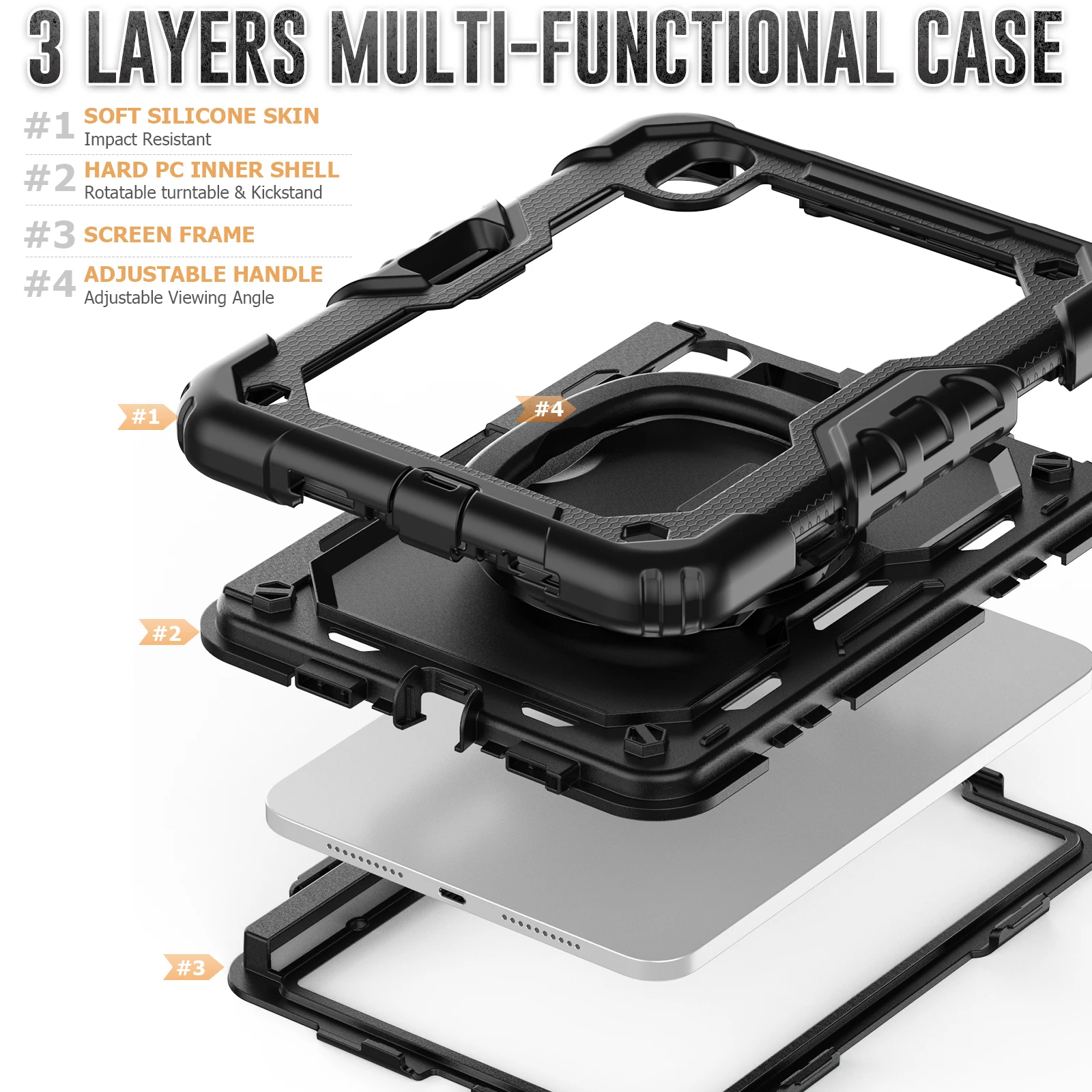 Heavy Duty Red Tablet Case IPad Air 2 3 4 10.9 Pro 11 2022 Kids Shockproof Cover For 7th 8th 9th 10.2 Mini 5 6 9.7_voghion.com