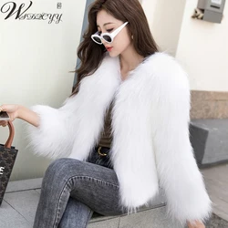 Fake Fox Fur Winter Jacket Women 2023 Korean Plush Outwear All-Match Solid Colors Luxury Short Fluffy Chaqueta Slim Quilted Coat