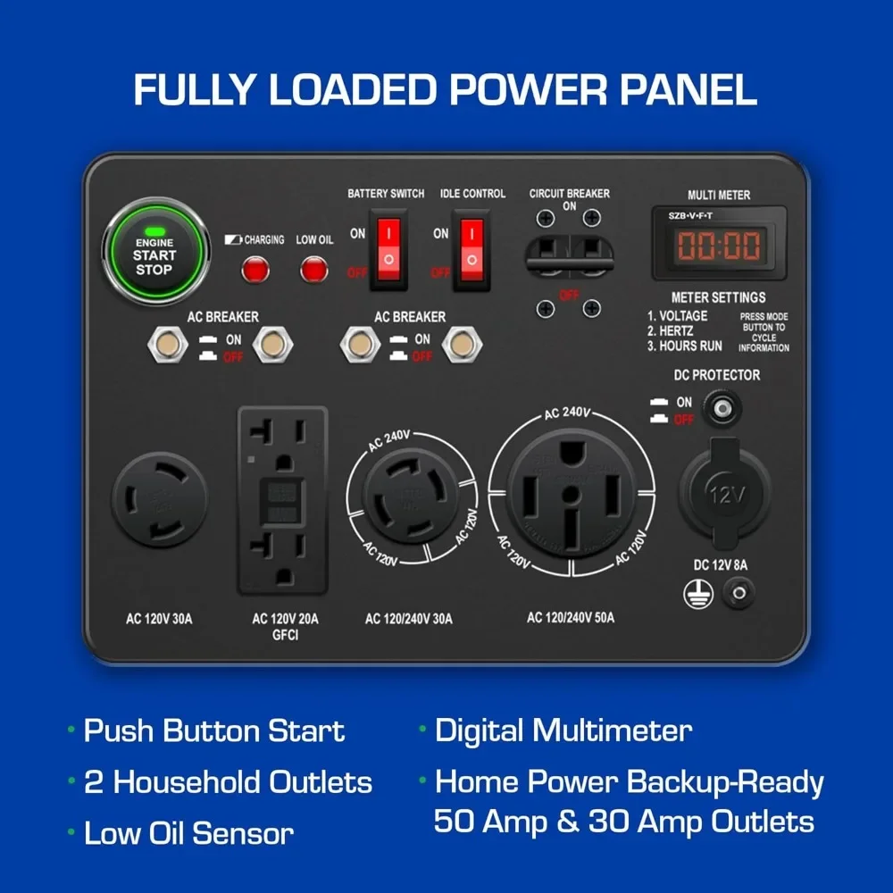XP13000EH Dual Fuel Portable Generator 13000 Watt Gas or Propane Powered Electric Start Home Back Up