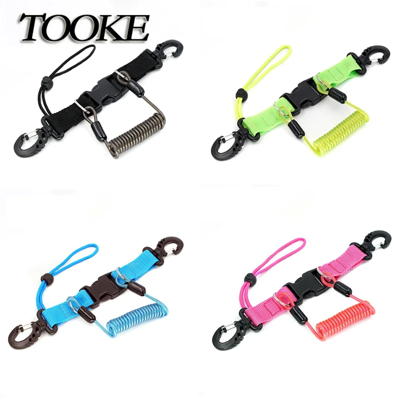 Scuba Diving Snappy Coil springs Camera Lanyard Spiral With Ring Dive