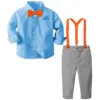 Toddler Formal Clothes Set Boy Christening Baptism Outfits Children Gentleman Suspender Suit Kids Birthday Gift