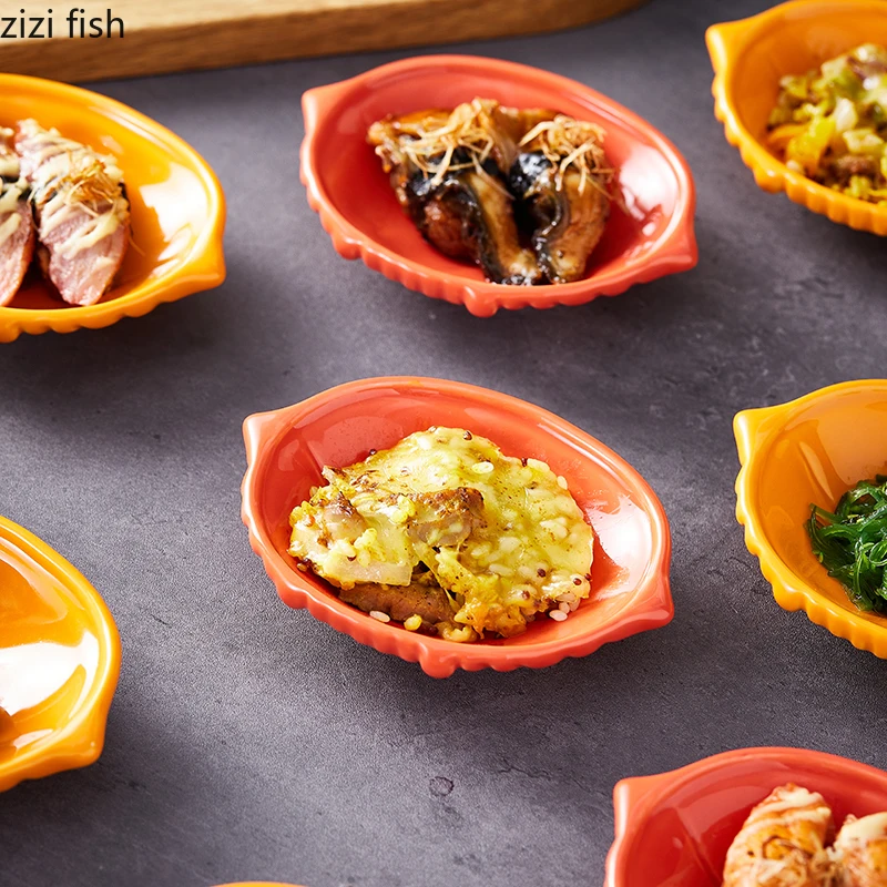 Creative Crab Shell Shaped Ceramic Dessert Dish Sushi Plate Appetizer Plate Molecular Cuisine Display Plates Specialty Tableware