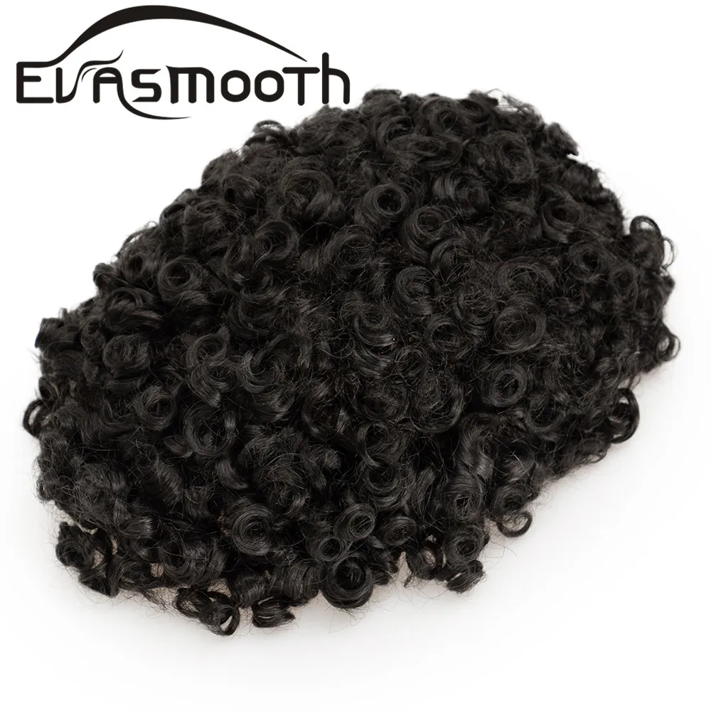Human Hair Toupee Afro 15mm Curly Hair Men Wig 100% Human Hair Hairpiece Pu Base Men Toupee Replacement System Unit Men's Human Prosthesis human hair toupee