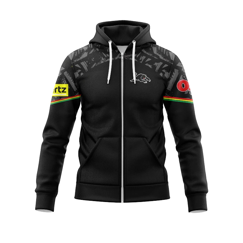 thumbnail image 1 of Sudadera con capucha y cremallera 2024 Penrith Panthers Media Jersey - Gris (nombre y número personalizados), 1 of 5