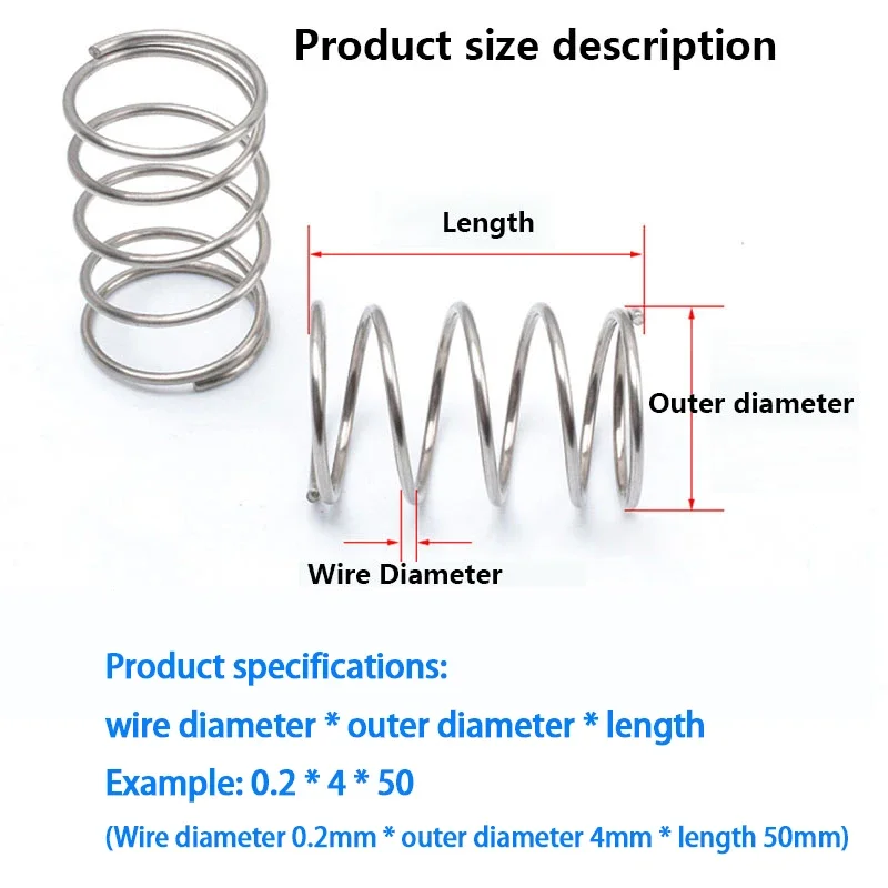 10Pcs Wire Diameter 0.2mm/0.3mm 304 Stainless Steel Compression Spring, Y-shaped Shock Absorption Return Spring Customizable