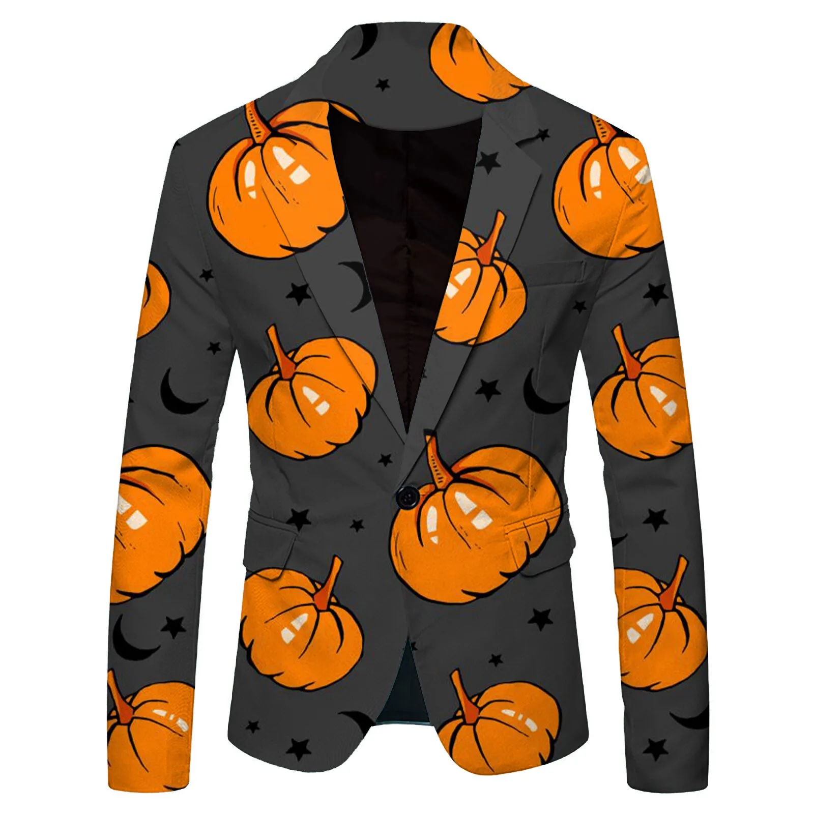 Funny Pumpkin Men's Halloween Blazer Jacket Casual Slim Fit Long Sleeve Suit Expression Print Fashion Suit Party Wear Jacket