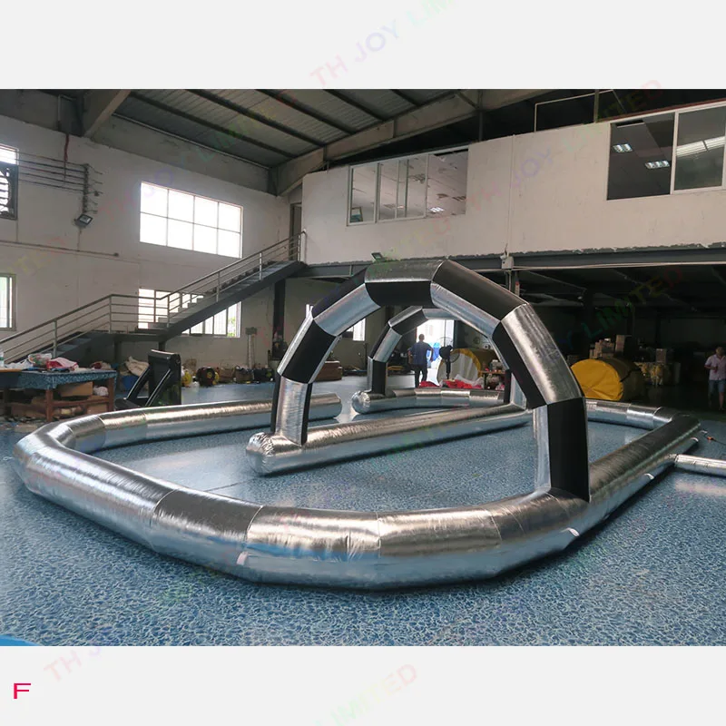 Free Air Shipping 10X6M Outdoor Customized Riding Toys Bumper Car Zorb Ball Racing Court Inflatable Go Kart Race Track 2