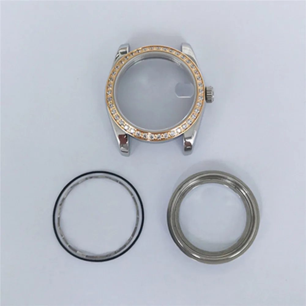 Sostituzione 36Mm Oyster Perpetual Steel Case Fondo Trasparente Vetro Zaffiro Artificiale Con Taglio A Diamante Per Movimento Nh35/ Nh36