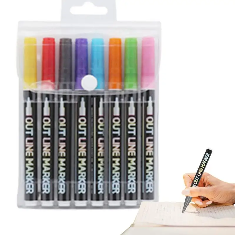 

Double Lines Outline Markers Double Lines Glitter Gel Outline Pen Set Glitter Gel Outline Pen Sparkle Markers For Kids Art