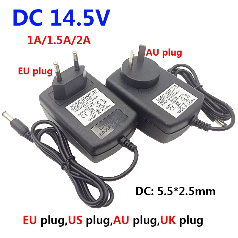 Universal 14.5V Power Supply Adapter with Interchangeable Plugs