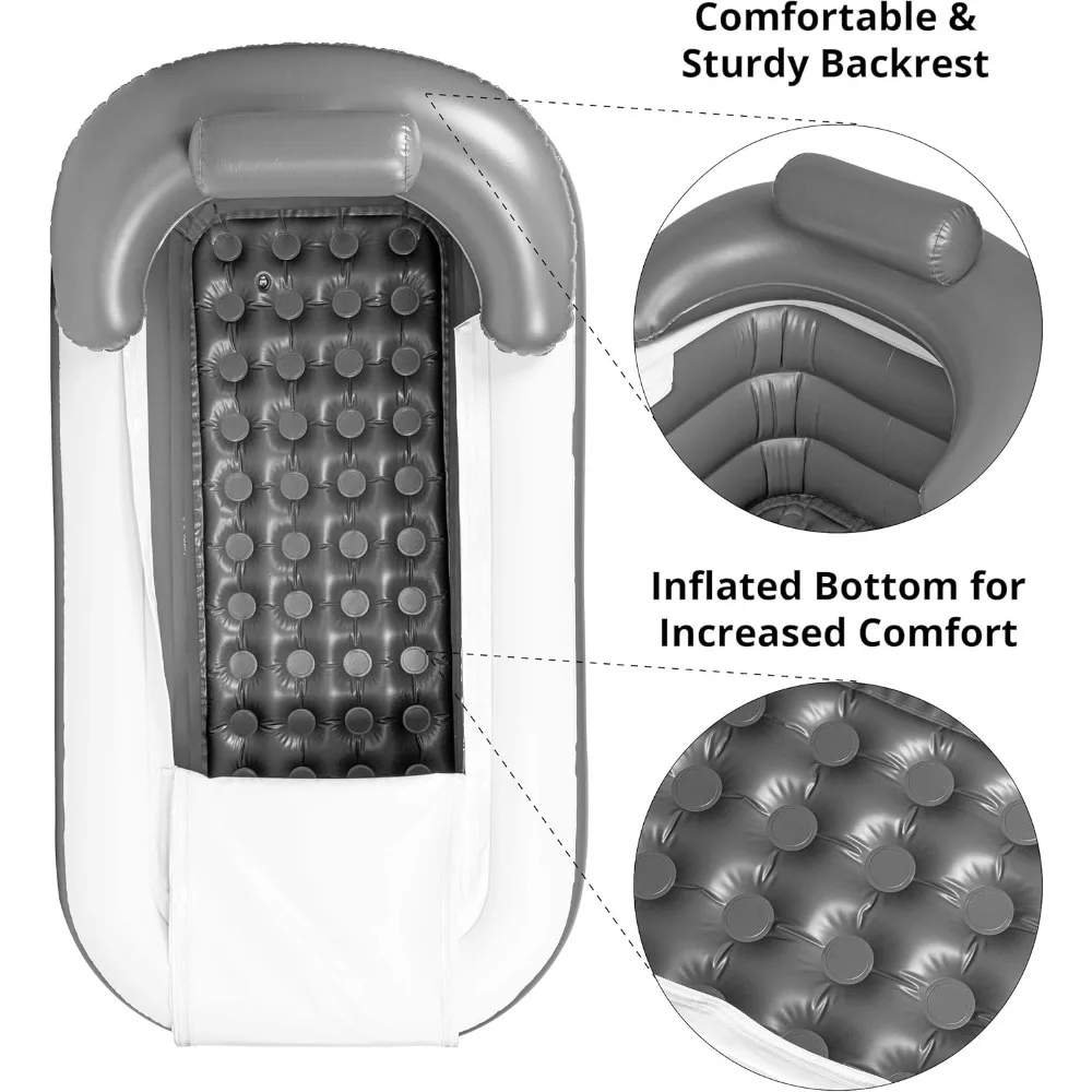 63"x33" Inflatable Bathtub Adults, Cold Plunge Tub, Bath Tub for Athletes, Foldable Bathtub, Portable Bathtub Adult 4