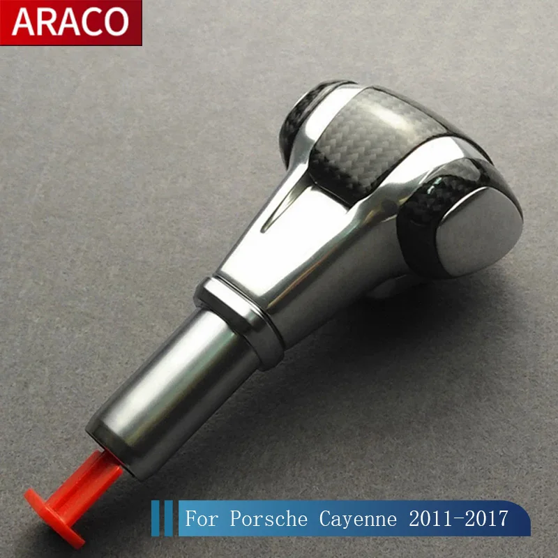 

For Porsche Cayenne Gear Shift Knob Lever Stick Real Carbon Fiber Gear Knob Shift Knob Fit cayenne Stick Shifter Replace 2011-17