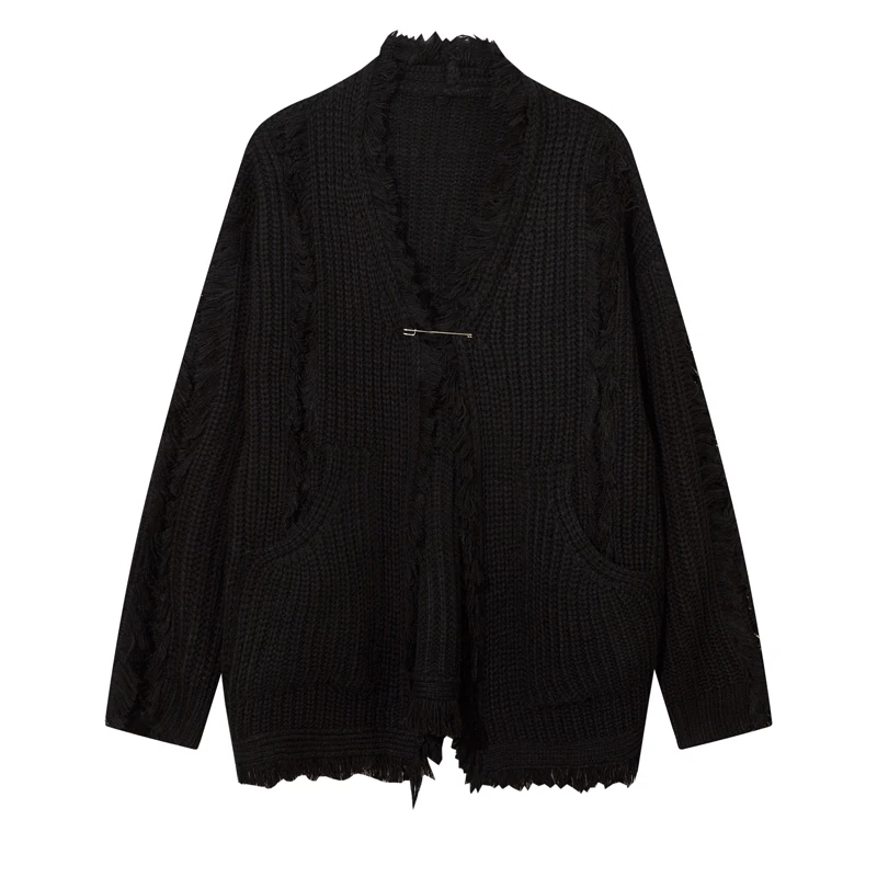 Autumn And Winter Women's Tassel Cardigan Sweater Male And Female Trendy Brand Loose V-neck Casual Couple Sweater Coat Knitwear