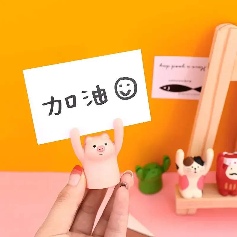 Kawaii Pig Frog Animal Photo Memo Card Clip Holder Desk Name Card Wedding Favors Place Clip Note Stand