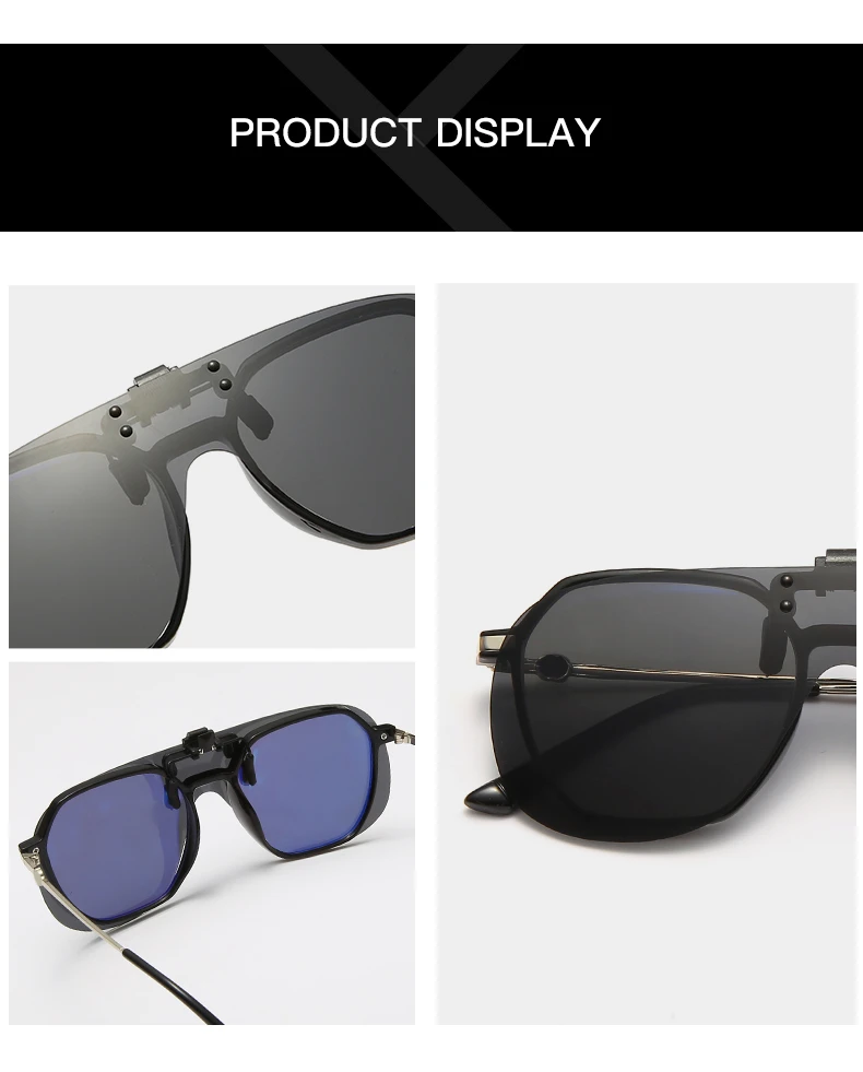 Vintage hommes rabattable Clip sur lunettes de soleil polarisées photochromique jaune lentille nuit conduite lunettes femme lunettes Gafas_voghion.com