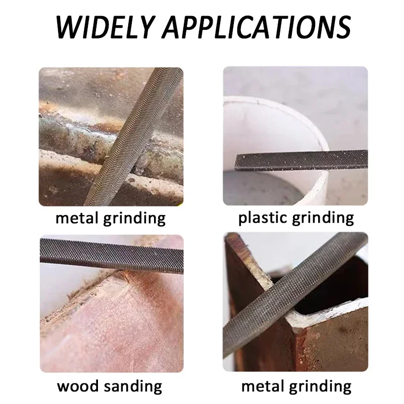 Description Picture 6 of item10 Pieces of Mixed Small File Set Plastic Handle Shaping Triangular Polishing Metal Steel File Flat File Hand Tools Files Set