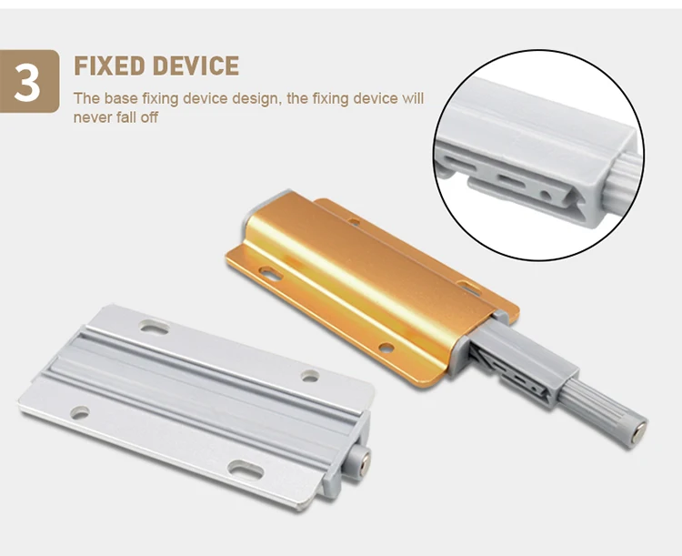 Description Picture 6 of itemFree Shipping Aluminum Alloy Cabinet Drawer Door Rebounder Wholesale Cabinet Wardrobe Door Free Handle Press Self-bouncer