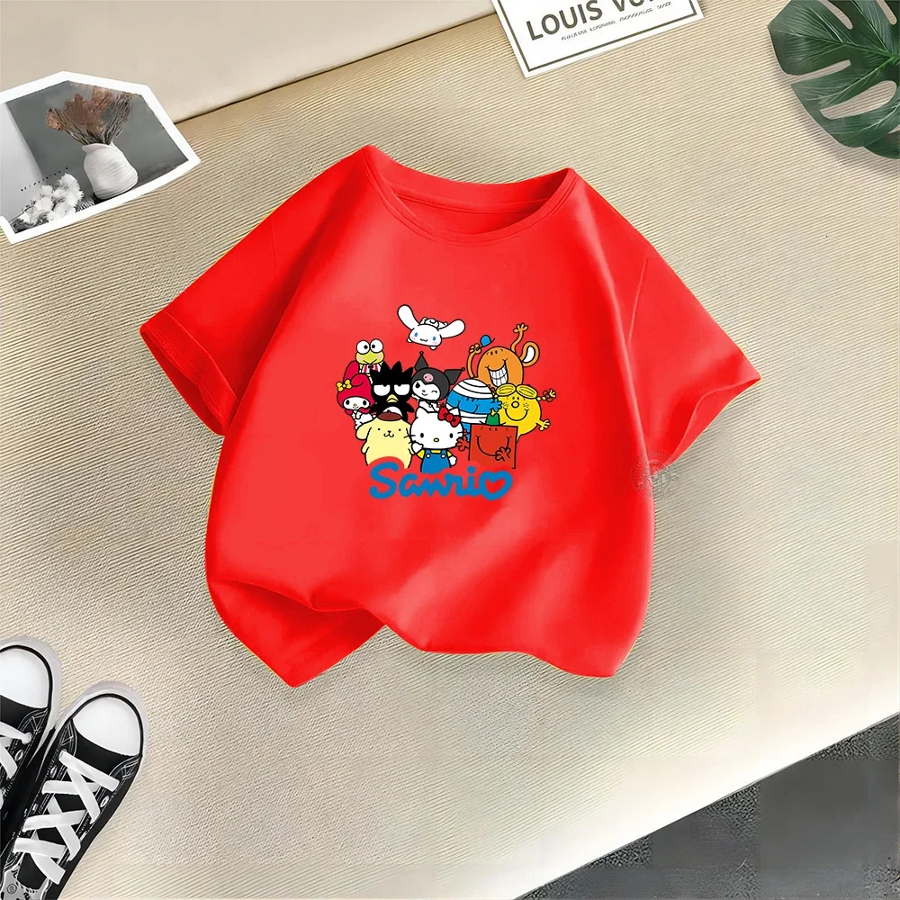 thumbnail image 1 of Camiseta de verano de Hello Kitty para niños y niñas, camiseta creativa con estampado informal de calle, moda Y2K, cuello redondo, camiseta de dibujos animados para bebés y niños, 1 of 5