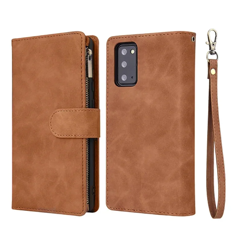 Zipper Leather Flip Wallet Case Cover