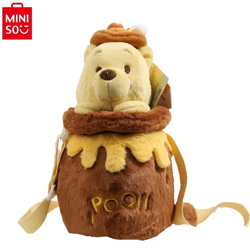 MINISO Disney Winnie Bear Cute High Quality Plush Handheld Crossbody Bag for Women's Fashion Storage Sweet Shoulder Bag