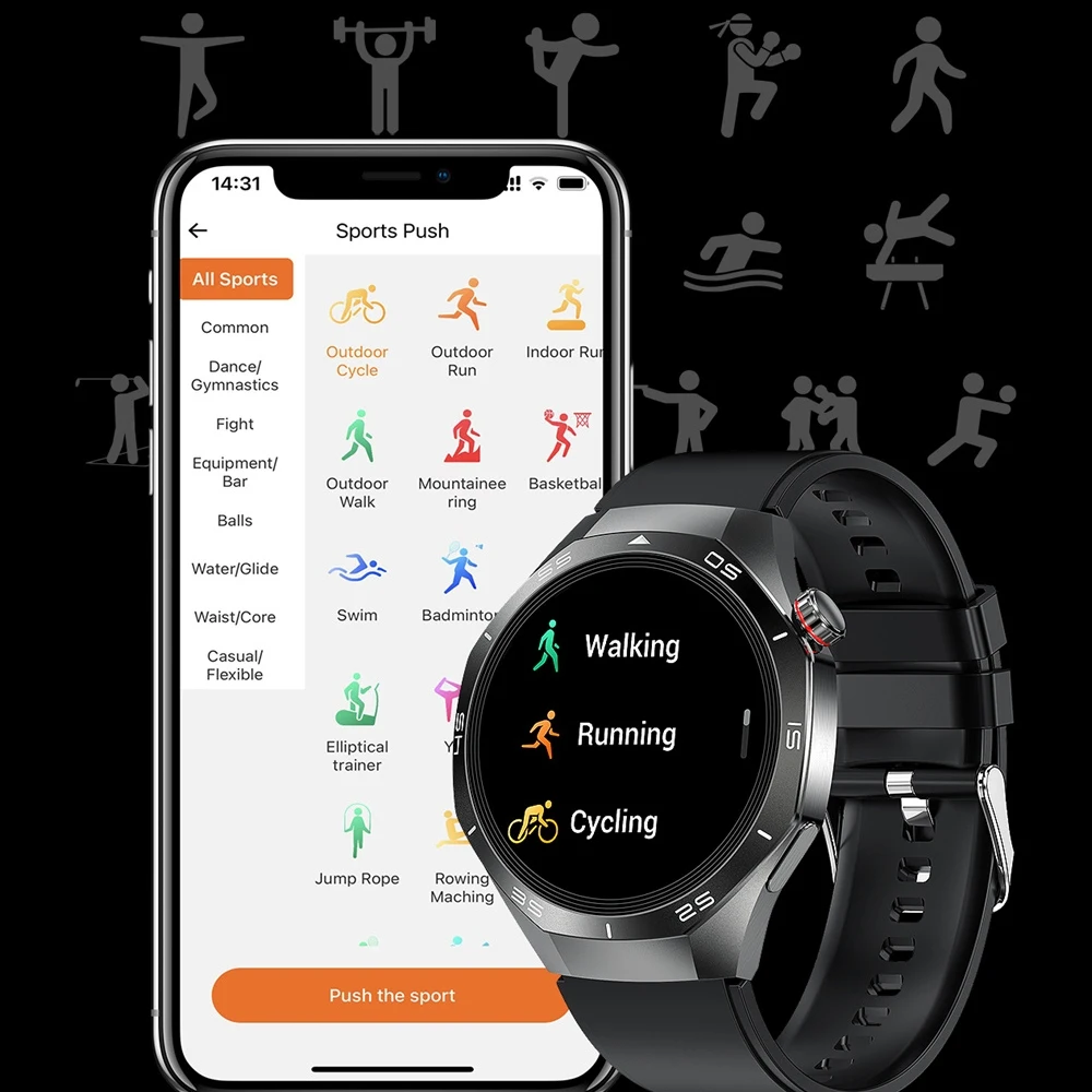 Outdoor GPS Sports Smart Watch Men AMOLED HD Screen Heart Rate Monitor Bluetooth Call Waterproof Smartwatch 2025 New Android iOS