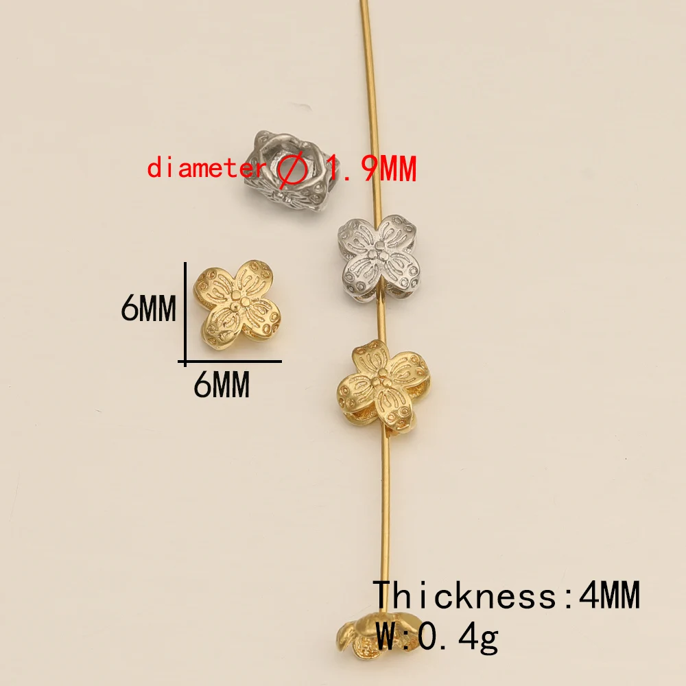 Cordial Design 6*6MM 100Pcs Jewelry Accessories/Jewelry Findings & Components/DIY Hand Made/Flower Shape/Genuine Gold Plating - cordial
