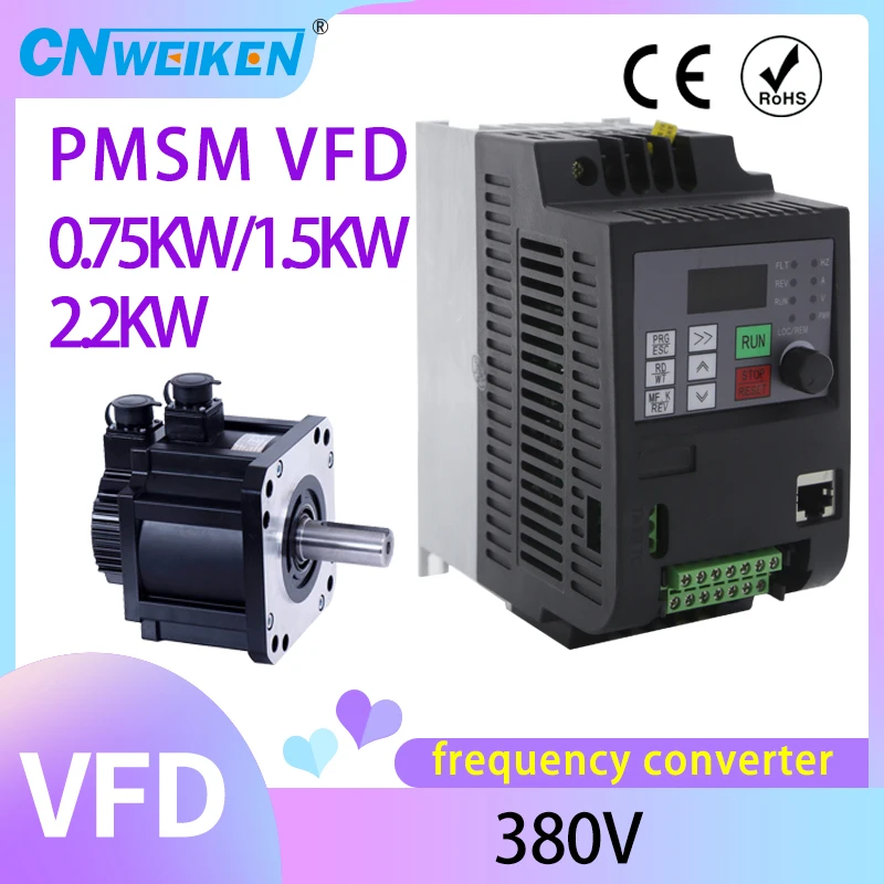 

380V 0.75KW1.5KW2.2KW PMSW VFD inverter permanent magnet frequency converter for 3-phase 380V permanent magnet synchronous motor