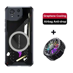 Enhanced Cooling Heat Dissipation Transparent Phone Case with Airbag Anti - Drop Protection for ROG Phone 8 (Black with Radiator)