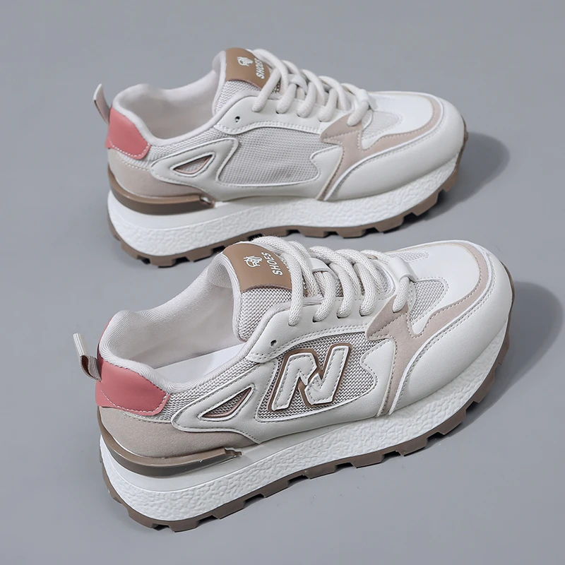 Women's Shoes 2024 Spring and Autumn New Retro Thick-soled Sneakers Versatile Thick-soled Colorful Street Casual Shoes