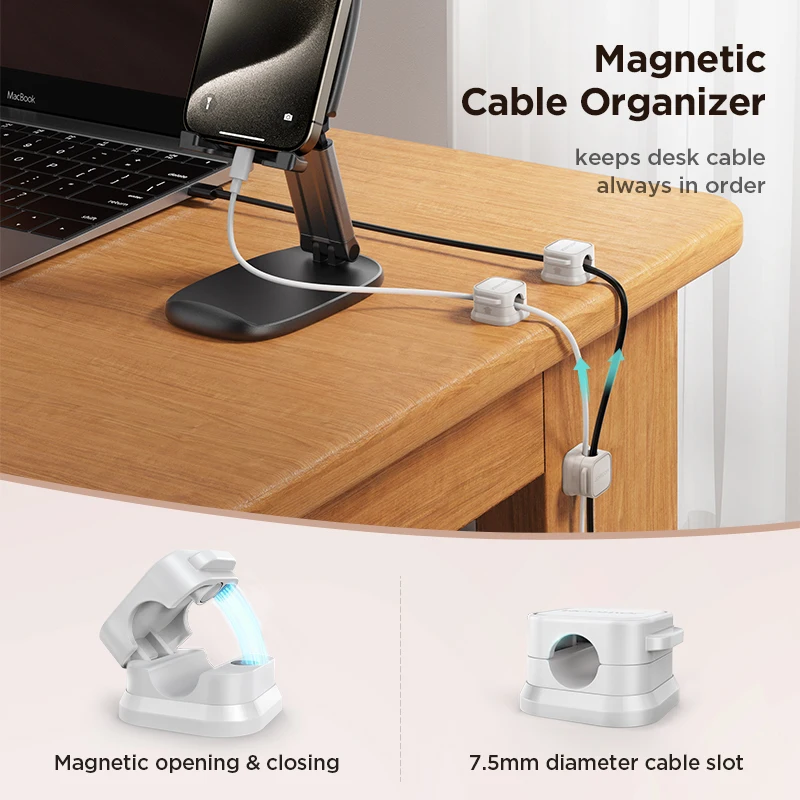 3/6 Pcs Magnetic Cable Clip Cord Holder Adhesive Wire Holder Keeper Organizer for Home Office Under Desk Cable Management