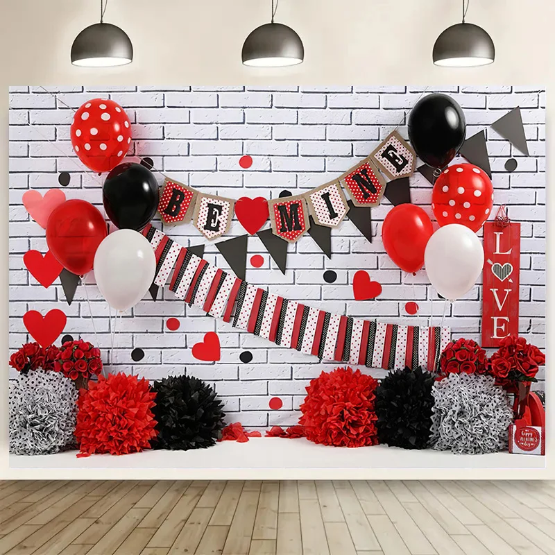 

Romantic Valentine's Day Photography Backdrops Props Red Rose Birthday Love Wedding Love Hearts Photo Studio Background VS-59