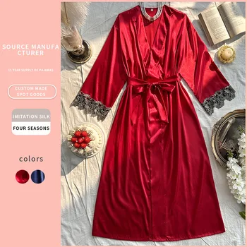 أزياء المرأة ليلة رداء الخامس الرقبة مثير حبل من الحرير مع حزام قصير الساتان كيمونو رداء ملابس خاصة البشكير وصيفه الشرف روب للنوم 2