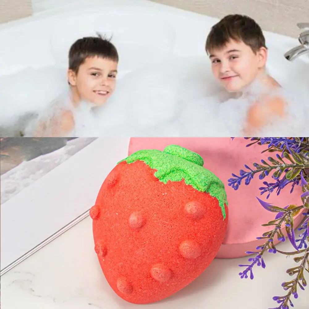 

Adorable Color Strawberry Bath Bomb Moisturized Smooth Skin Friendly Bath Salt Balls Delightful Scent Rich Foam