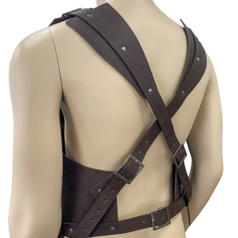 Mens Leather Medieval Punk Vest Cosplays Archers Costume Adult Chest Body Armors Outfit Jerkins Coat Halloweens