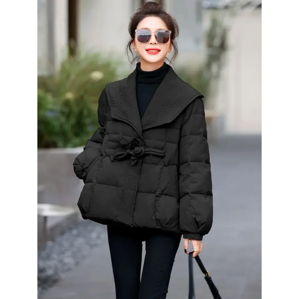 Luxury Down Cotton Jacket Women Winter Short Jacket 2023 New Korean Fashion Large Lapel Cotton Jacket Designer Free Shipping