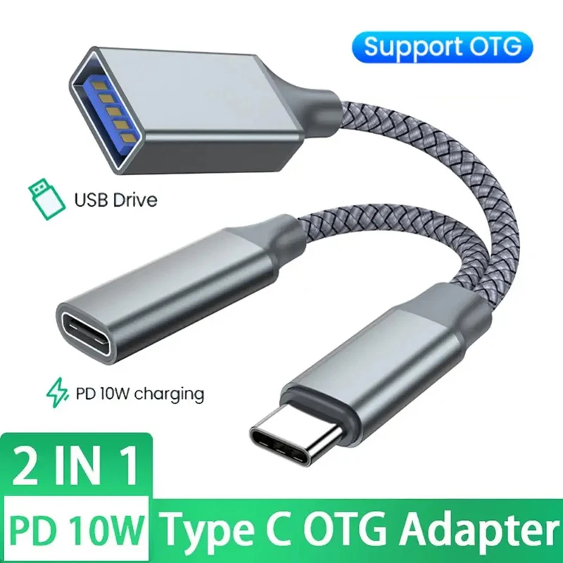 USB C to USB A Adapter with PD Charging for Mobile Phone Laptop