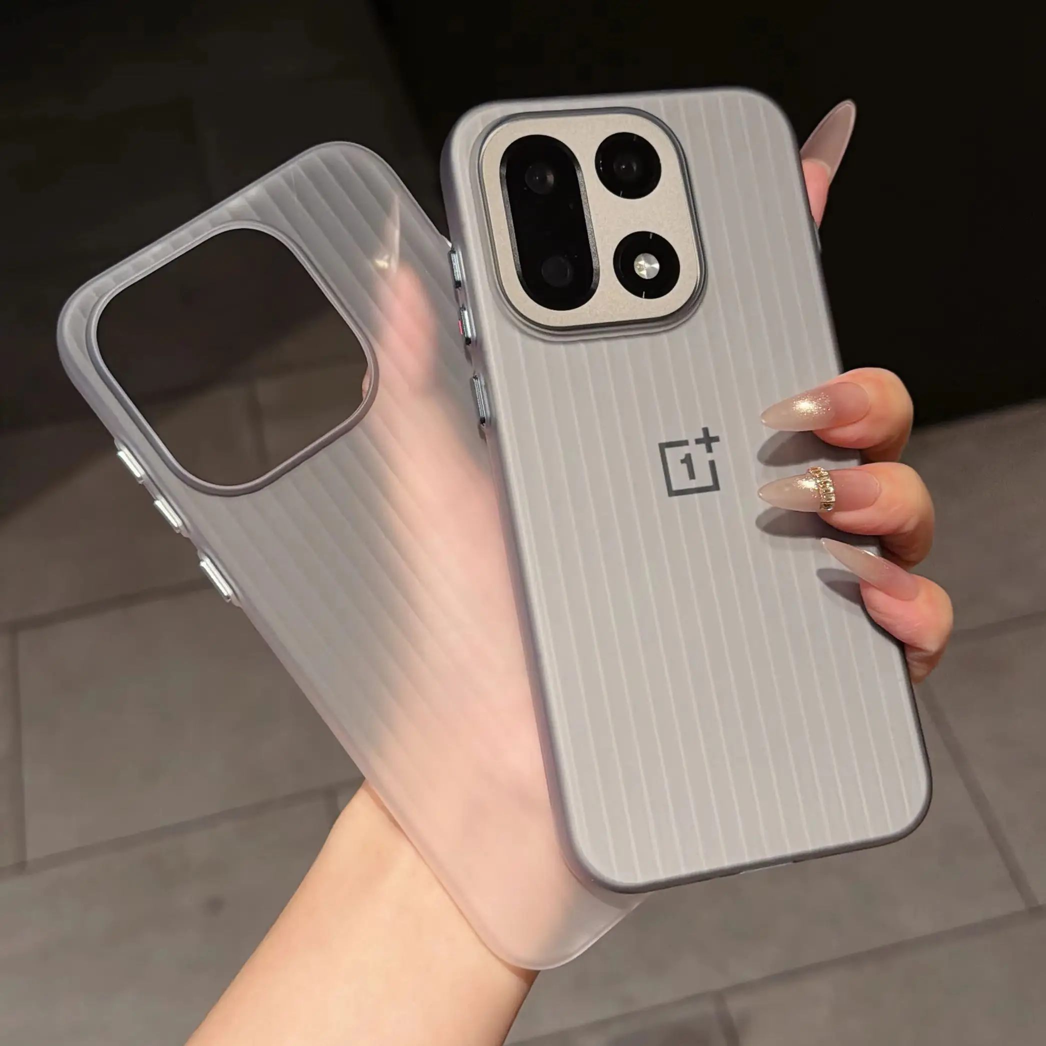 Magnetic Matte Transparent Luggage Stripe Phone Case with Hard Shell