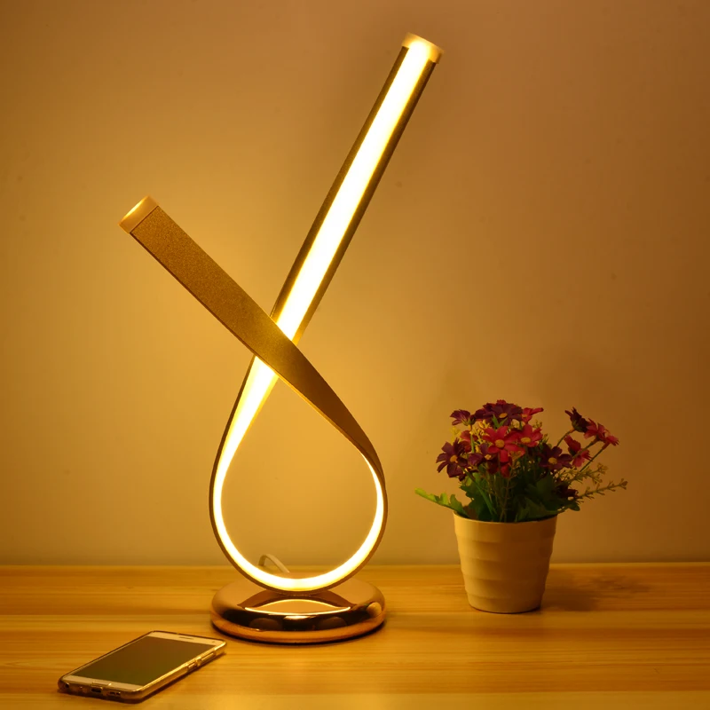 

Simple modern personality table lamp bedroom bedside lamp creative energy saving desk living room office eye protection led