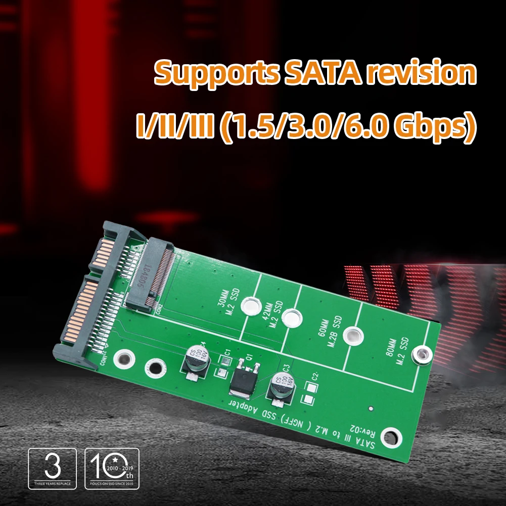 M.2 SSD 어댑터, M2 SATA 어댑터 라이저, M.2-SATA 어댑터, M.2 NGFF 컨버터, SATA3.0 6G 카드 B 키, 2230-2280 M.2 SATA SSD용
