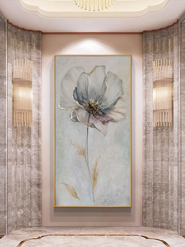 

Handmade Painting Flower Entrance Light Luxury Modern Style Hanging Corridor Aisle Right Decorative
