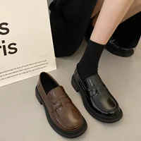 Brown Loafers Women Japanese School Students JK Uniform Shoes Round Toe Women Girls Retro Round Toe Lolita Cosplay Shoes Mujer