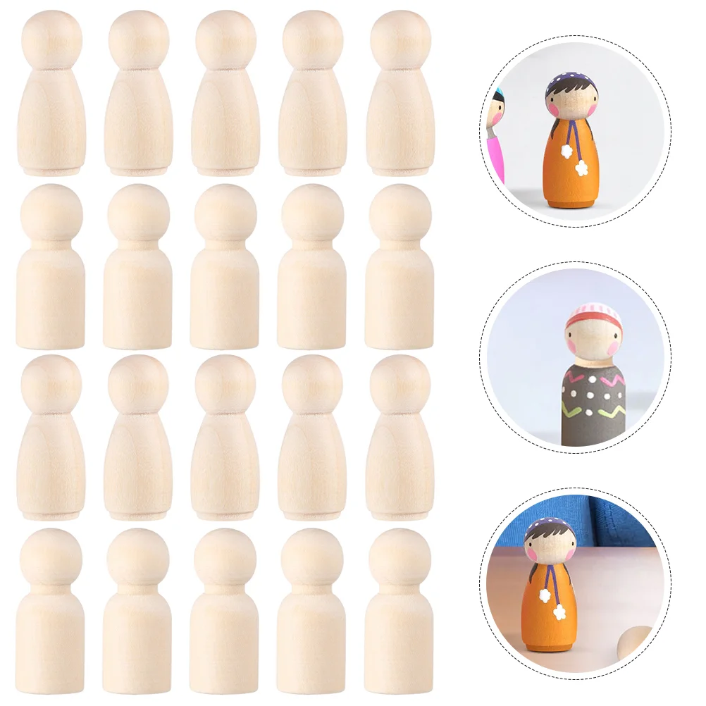 

50 Pcs Puppets DIY Blank Wooden Peg Dolls Little Man People Ladies Unfinished Graffiti Craft