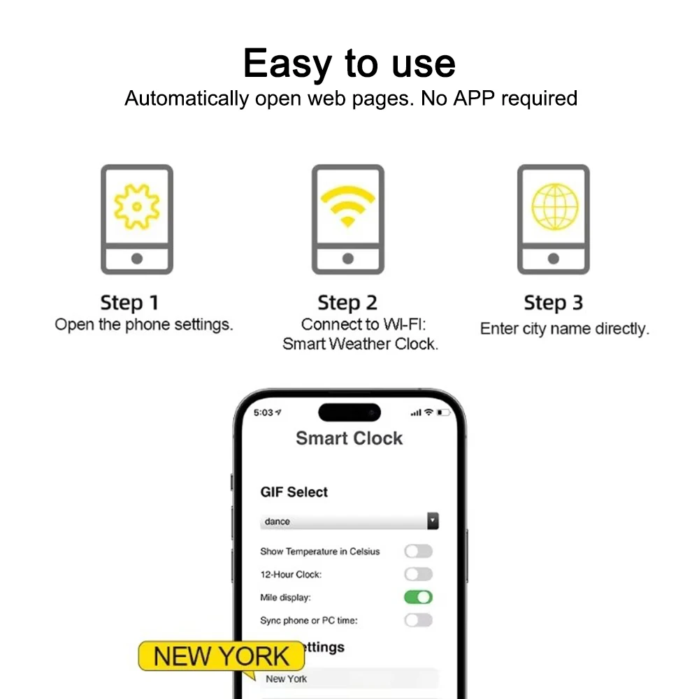 Smart Wifi Weather Station Display Weather Temperature Humidity Time Alarm Clock Desktop Decoration digital clock table clock weather station display