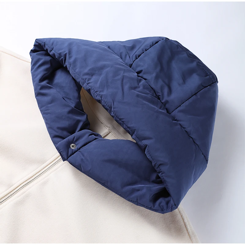 Description Picture 6 of itemZipper Panelled Women's Jackets With Hoodies Casual Drawstring Long Sleeved Jacket Female Autumn Winter Short Loose Outwear Tops