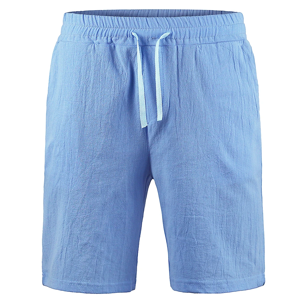 KB New Men's Cotton Linen Shorts Pants Male Summer Breathable Solid Color Linen Trousers Fitness Streetwear S-3XL 3