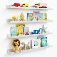 Floating Shelves for Wall 36 Inches Long Set of 4, Large Wall Bookshelf for Kids Bedroom, Wood Hanging Nursery Book Shelves 1