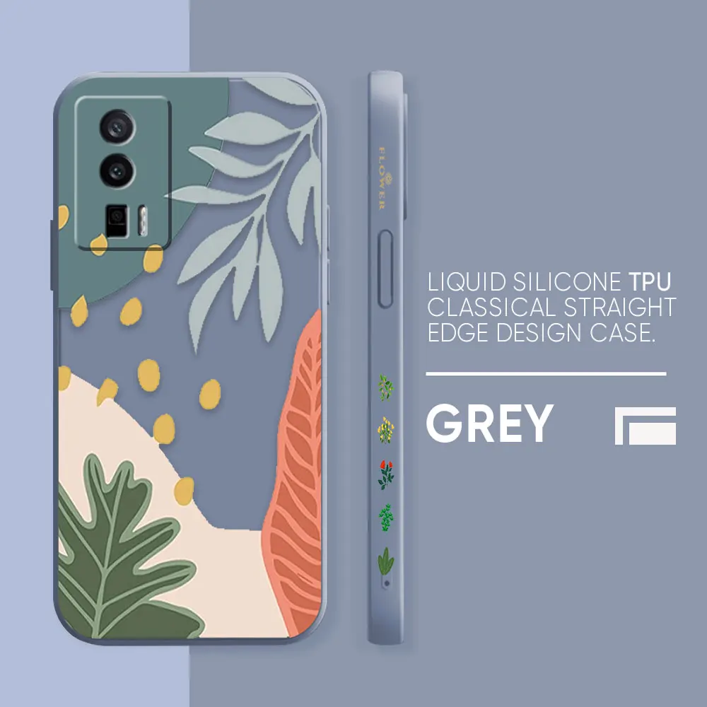 thumbnail image 1 of Case For Redmi K60E K50 K40S K40 K30 K20 10C 9 8A 8 10 Pro 4G 5G Colour Simple Liquid silicone Case Plants Leaf Art, 1 of 5