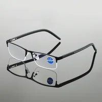Lunettes de lecture classiques demi-monture pour hommes et femmes, rectangulaires, à la mode, presbytes, pour affaires, hypermétropie, Anti-lumière bleue 1