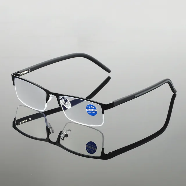 Lunettes de lecture classiques demi-monture pour hommes et femmes, rectangulaires, à la mode, presbytes, pour affaires, hypermétropie, Anti-lumière bleue 1