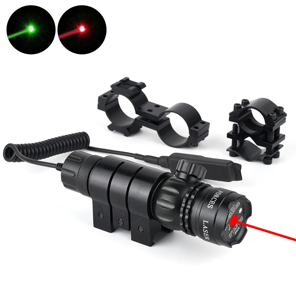 

Tactical Hunting Red/Green Laser Dot Sight Adjustable 532nm Red Laser Pointer Rifle Gun Scope Rail Barrel Pressure Switch Mount